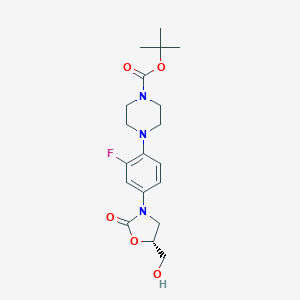 molecular formula C19H26FN3O5 B169052 (r)-Tert-butyl 4-(2-fluoro-4-(5-(hydroxymethyl)-2-oxooxazolidin-3-yl)phenyl)piperazine-1-carboxylate CAS No. 154590-62-2