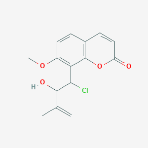 molecular formula C15H15ClO4 B169098 8-(1-Chloro-2-hydroxy-3-methylbut-3-enyl)-7-methoxycoumarin CAS No. 131652-35-2