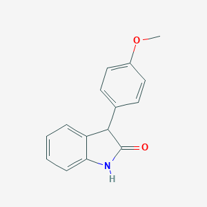 molecular formula C15H13NO2 B169130 3-(4-Methoxyphenyl)-2,3-dihydro-1H-indole-2-one CAS No. 111474-74-9