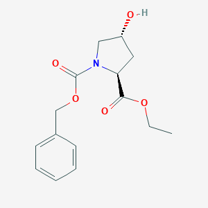 molecular formula C15H19NO5 B169216 trans-1-Benzyl 2-ethyl 4-hydroxypyrrolidine-1,2-dicarboxylate CAS No. 130930-28-8