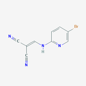 molecular formula C9H5BrN4 B169370 (((5-Bromo-2-pyridyl)amino)methylene)methane-1,1-dicarbonitrile CAS No. 102781-26-0