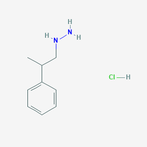 molecular formula C9H15ClN2 B169516 HYDRAZINE, (alpha-METHYLPHENETHYL)-, MONOHYDROCHLORIDE CAS No. 1743-28-8