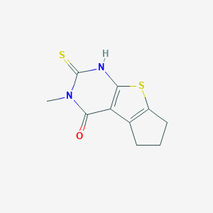 molecular formula C10H10N2OS2 B169612 2-mercapto-3-methyl-3,5,6,7-tetrahydro-4H-cyclopenta[4,5]thieno[2,3-d]pyrimidin-4-one CAS No. 132605-19-7