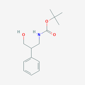 molecular formula C14H21NO3 B169618 Carbamic acid, N-(3-hydroxy-2-phenylpropyl)-, 1,1-dimethylethyl ester CAS No. 127087-62-1