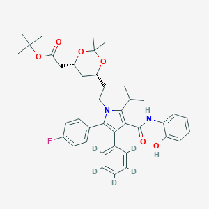 molecular formula C40H47FN2O6 B016973 (6-{2-[2-(4-Fluoro-phenyl)-4-(2-hydroxy-phenylcarbamoyl)-5-isopropyl-3-phenyl-d5-pyrrol-1-yl]-ethyl}-2,2-dimethyl-[1,3]-dioxane-4-yl)-acetic Acid, tert-Butyl Ester CAS No. 265989-42-2