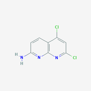 molecular formula C8H5Cl2N3 B169777 5,7-Dichloro-1,8-naphthyridin-2-amine CAS No. 131998-24-8