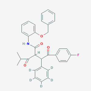 molecular formula C33H30FNO4 B016979 2-[2-(4-Fluorophenyl)-2-oxo-1-phenyl-d5-ethyl]-4-methyl-3-oxo-pentanoic Acid, (2-Benzyloxy-phenyl)-amide CAS No. 1020719-43-0