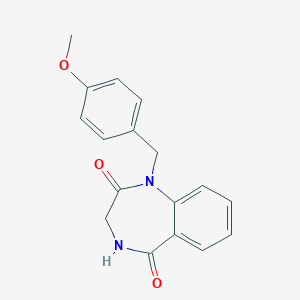 molecular formula C17H16N2O3 B169812 1-(4-Methoxybenzyl)-3,4-dihydro-1H-benzo[e][1,4]diazepine-2,5-dione CAS No. 169504-53-4