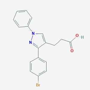 molecular formula C18H15BrN2O2 B169835 3-(4-Bromophenyl)-1-phenylpyrazole-4-propionic acid CAS No. 108446-80-6