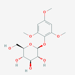 molecular formula C15H22O9 B169981 (2R,3S,4S,5R,6S)-2-(Hydroxymethyl)-6-(2,4,6-trimethoxyphenoxy)tetrahydro-2H-pyran-3,4,5-triol CAS No. 125288-25-7