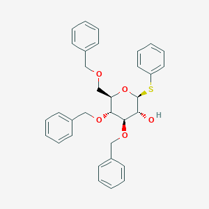 molecular formula C33H34O5S B170087 (2S,3R,4R,5R,6R)-4,5-Bis(benzyloxy)-6-((benzyloxy)methyl)-2-(phenylthio)tetrahydro-2H-pyran-3-ol CAS No. 130781-27-0