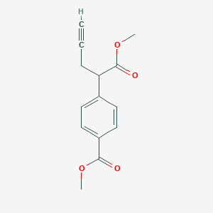 molecular formula C14H14O4 B170105 Methyl 4-(1-methoxy-1-oxopent-4-yn-2-yl)benzoate CAS No. 146464-90-6