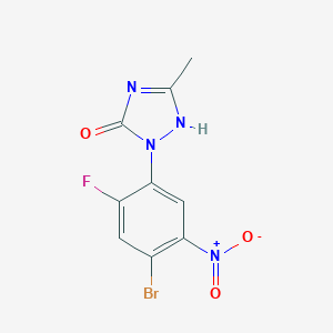 molecular formula C9H6BrFN4O3 B170194 2-(4-Bromo-2-fluoro-5-nitrophenyl)-1,2-dihydro-5-methyl-3H-1,2,4-triazol-3-one CAS No. 100563-50-6