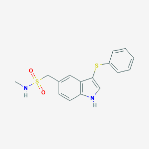 molecular formula C16H16N2O2S2 B170262 n-Methyl-3-(phenylthio)-1h-indole-5-methanesulfonamide CAS No. 103654-21-3