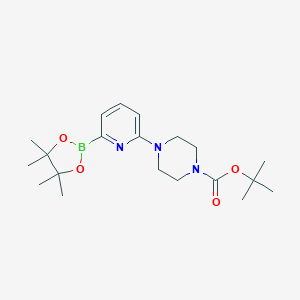 molecular formula C20H32BN3O4 B170896 tert-Butyl 4-(6-(4,4,5,5-tetramethyl-1,3,2-dioxaborolan-2-yl)pyridin-2-yl)piperazine-1-carboxylate CAS No. 1309982-26-0