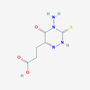molecular formula C6H8N4O3S B171116 3-(4-Amino-5-oxo-3-thioxo-2,3,4,5-tetrahydro-1,2,4-triazin-6-yl)propanoic acid CAS No. 84424-74-8
