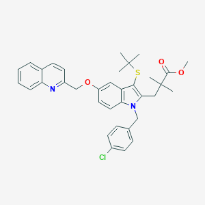molecular formula C35H37ClN2O3S B171409 Methyl 3-(3-(tert-butylthio)-1-(4-chlorobenzyl)-5-(quinolin-2-ylmethoxy)-1H-indol-2-yl)-2,2-dimethylpropanoate CAS No. 136694-18-3