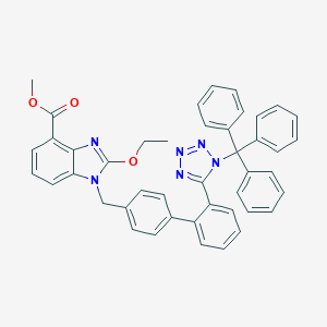 molecular formula C44H36N6O3 B171679 2-Ethoxy-1-[[2'-[1-(trityl)-1H-tetrazol-5-yl][1,1'-biphenyl]-4-yl]methyl]-1H-benzimidazole-4-carboxylic Acid Methyl Ester (Candesartan Impurity) CAS No. 150058-29-0