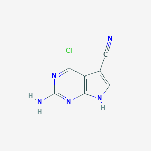 molecular formula C7H4ClN5 B171704 2-Amino-4-chloro-7H-pyrrolo[2,3-d]pyrimidine-5-carbonitrile CAS No. 124738-81-4