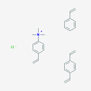 molecular formula C29H34ClN B172208 1,4-Bis(ethenyl)benzene;(4-ethenylphenyl)-trimethylazanium;styrene;chloride CAS No. 12627-85-9