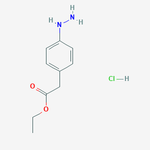 molecular formula C10H15ClN2O2 B172264 Ethyl (4-hydrazinophenyl)acetate hydrochloride CAS No. 137402-61-0