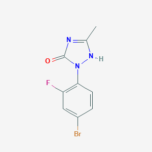 molecular formula C9H7BrFN3O B172486 2-(4-Bromo-2-fluorophenyl)-1,2-dihydro-5-methyl-3H-1,2,4-triazol-3-one CAS No. 111992-09-7