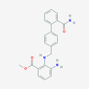 molecular formula C22H21N3O3 B172536 Methyl 3-amino-2-[[4-(2-carbamoylphenyl)phenyl]methylamino]benzoate CAS No. 147404-75-9