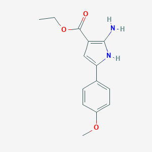molecular formula C14H16N2O3 B172613 Ethyl 2-amino-5-(4-methoxyphenyl)-1H-pyrrole-3-carboxylate CAS No. 173458-92-9
