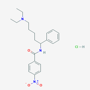 molecular formula C22H30ClN3O3 B172622 N-[5-(diethylamino)-1-phenylpentyl]-4-nitrobenzamide hydrochloride CAS No. 150491-98-8