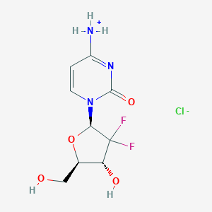 molecular formula C9H12ClF2N3O4 B172824 [1-[(2R,4R,5R)-3,3-difluoro-4-hydroxy-5-(hydroxymethyl)oxolan-2-yl]-2-oxopyrimidin-4-yl]azanium;chloride CAS No. 12211-03-9
