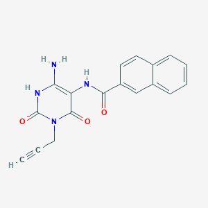 molecular formula C18H14N4O3 B173021 5-(2-Naphthylcarbonylamino)-3-(2-propynyl)-6-aminouracil CAS No. 197075-92-6