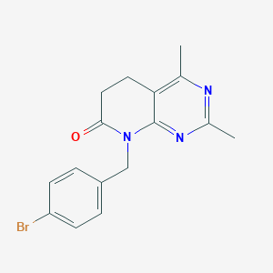 molecular formula C16H16BrN3O B173032 8-(4-Bromobenzyl)-2,4-dimethyl-5,6-dihydropyrido[2,3-d]pyrimidin-7(8H)-one CAS No. 145733-62-6