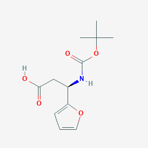 molecular formula C12H17NO5 B173052 (R)-3-((tert-Butoxycarbonyl)amino)-3-(furan-2-yl)propanoic acid CAS No. 1217725-33-1