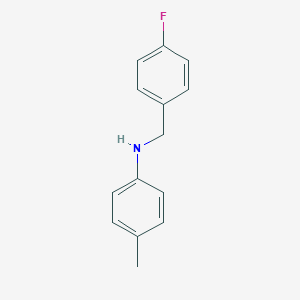 molecular formula C14H14FN B173055 Benzenemethanamine, 4-fluoro-N-(4-methylphenyl)- CAS No. 127598-66-7