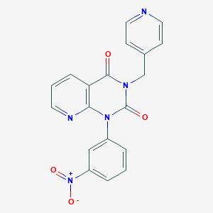 molecular formula C19H13N5O4 B173096 1-(3-nitrophenyl)-3-(pyridin-4-ylmethyl)pyrido[2,3-d]pyrimidine-2,4(1H,3H)-dione CAS No. 152814-89-6