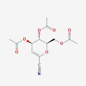 molecular formula C13H15NO7 B173133 [(2R,3S,4R)-3,4-diacetyloxy-6-cyano-3,4-dihydro-2H-pyran-2-yl]methyl acetate CAS No. 120085-62-3