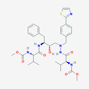 molecular formula C34H46N6O7S B173219 methyl N-[(2S)-1-[2-[(2S,3S)-2-hydroxy-3-[[(2S)-2-(methoxycarbonylamino)-3-methylbutanoyl]amino]-4-phenylbutyl]-2-[[4-(1,3-thiazol-2-yl)phenyl]methyl]hydrazinyl]-3-methyl-1-oxobutan-2-yl]carbamate CAS No. 198904-05-1