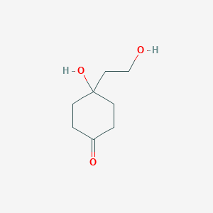 molecular formula C8H14O3 B173269 4-Hydroxy-4-(2-hydroxyethyl)cyclohexan-1-one CAS No. 107389-91-3