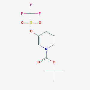 molecular formula C11H16F3NO5S B173276 tert-butyl 5-(trifluoromethylsulfonyloxy)-3,4-dihydropyridine-1(2H)-carboxylate CAS No. 149108-74-7