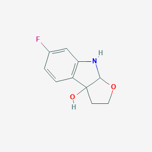 molecular formula C10H10FNO2 B017334 6-Fluoro-1,2,3a,4-tetrahydrofuro[2,3-b]indol-8b-ol CAS No. 106072-73-5
