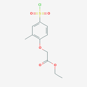 molecular formula C11H13ClO5S B017349 4-氯磺酰基-2-甲基苯氧基乙酸乙酯 CAS No. 91427-62-2