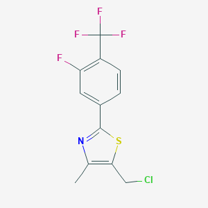 molecular formula C12H8ClF4NS B017350 5-(Chloromethyl)-2-[3-fluoro-4-(trifluoromethyl)phenyl]-4-methyl-1,3-thiazole CAS No. 317319-33-8