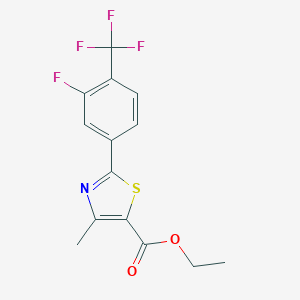 molecular formula C14H11F4NO2S B017352 Ethyl 2-[3-fluoro-4-(trifluoromethyl)phenyl]-4-methyl-1,3-thiazole-5-carboxylate CAS No. 317319-21-4