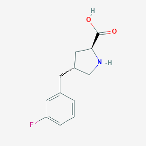 molecular formula C12H14FNO2 B173637 (2S,4R)-4-(3-Fluorobenzyl)pyrrolidine-2-carboxylic acid CAS No. 1262526-44-2