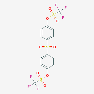 molecular formula C14H8F6O8S3 B173648 1,1/'-Sulphonylbis(4-{[(trifluoromethyl)sulphonyl]oxy}benzene) CAS No. 17763-90-5