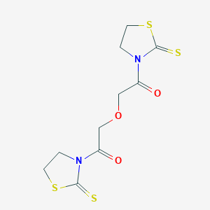 molecular formula C10H12N2O3S4 B173741 2-[2-Oxo-2-(2-sulfanylidene-1,3-thiazolidin-3-yl)ethoxy]-1-(2-sulfanylidene-1,3-thiazolidin-3-yl)ethanone CAS No. 123845-13-6