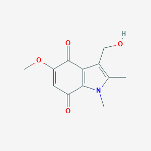 molecular formula C12H13NO4 B173821 3-(Hydroxymethyl)-5-methoxy-1,2-dimethyl-1H-indole-4,7-dione CAS No. 161518-24-7