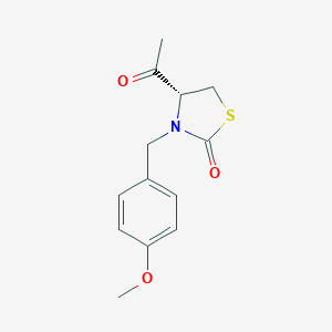 molecular formula C13H15NO3S B173859 (R)-3-(4-Methoxybenzyl)-4-acetylthiazolidin-2-one CAS No. 101860-51-9