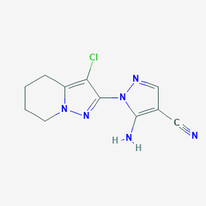 molecular formula C11H11ClN6 B173875 5-Amino-1-(3-chloro-4,5,6,7-tetrahydropyrazolo[1,5-a]pyridin-2-yl)-1h-pyrazole-4-carbonitrile CAS No. 149978-57-4