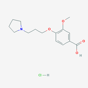 molecular formula C15H22ClNO4 B173878 3-methoxy-4-(3-pyrrolidin-1-ylpropoxy)benzoic acid;hydrochloride CAS No. 199327-71-4